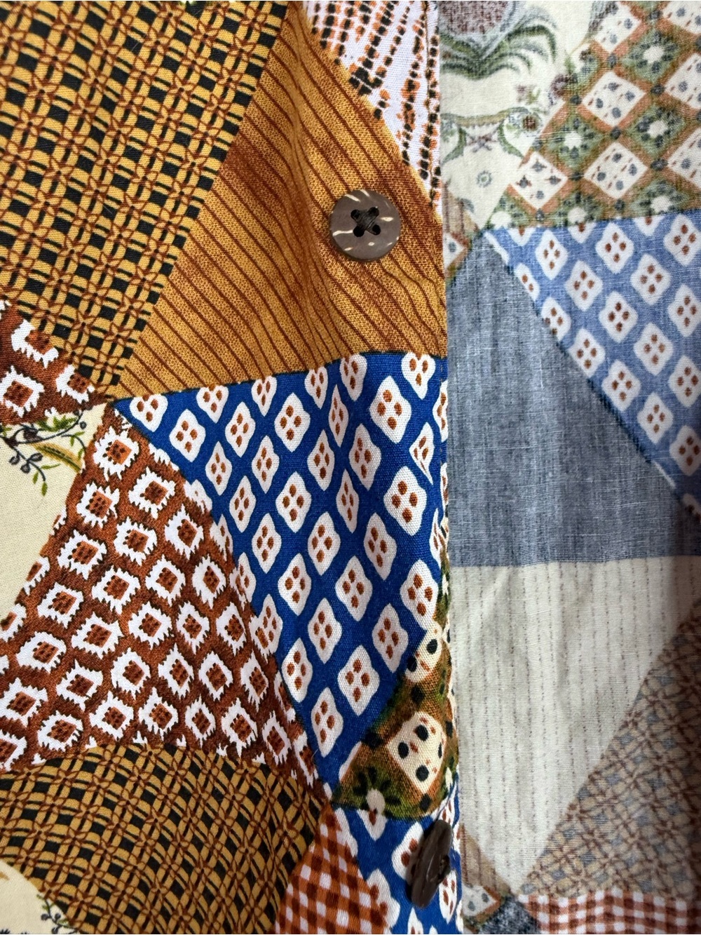Popman shirt Men's Short Sleeve Patchwork Print Shirt - Multi Brown - Picture 5 of 8